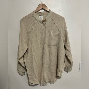 Aerie American eagle Pool to party coverup button shirt blouse oversize cream xs